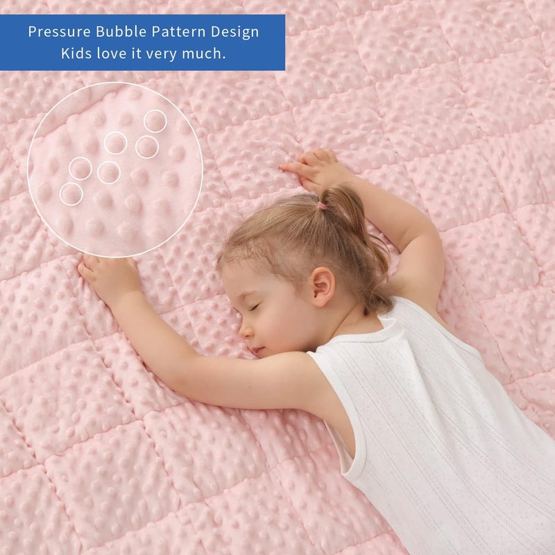 Huloo Sleep هولو سليب كيدز ويتيد بلانكيت توين ( Kids Weighted Blanket Twin)، وزن 5 رطل، للأطفال (مقاس 36" × 48")، لون وردي، بلانكيت ناعم وقابل للتنفس من نوع مينكي، مناسب لجميع الفصول، بلانكيت ثقيل مزود بخرز زجاجي عالي الجودة. - Image 4