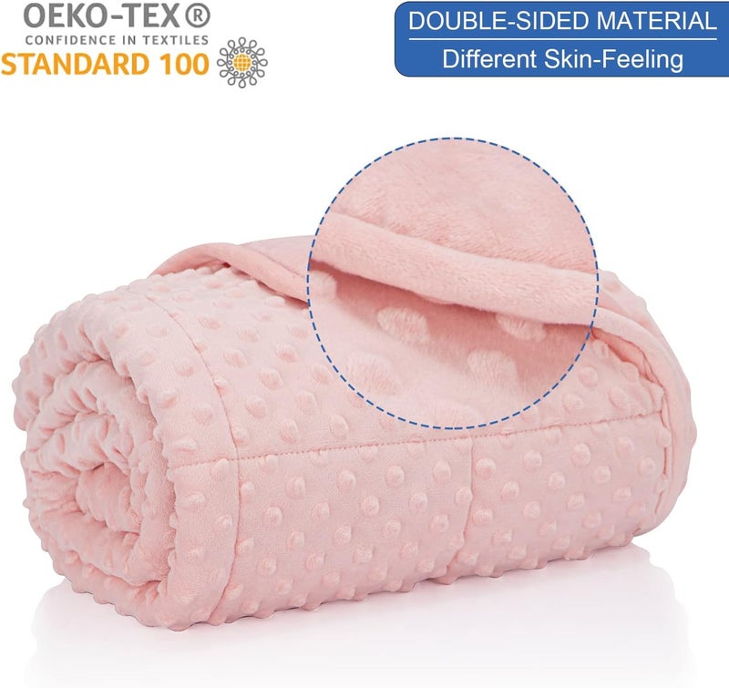 Huloo Sleep هولو سليب كيدز ويتيد بلانكيت توين ( Kids Weighted Blanket Twin)، وزن 5 رطل، للأطفال (مقاس 36" × 48")، لون وردي، بلانكيت ناعم وقابل للتنفس من نوع مينكي، مناسب لجميع الفصول، بلانكيت ثقيل مزود بخرز زجاجي عالي الجودة. - Image 2