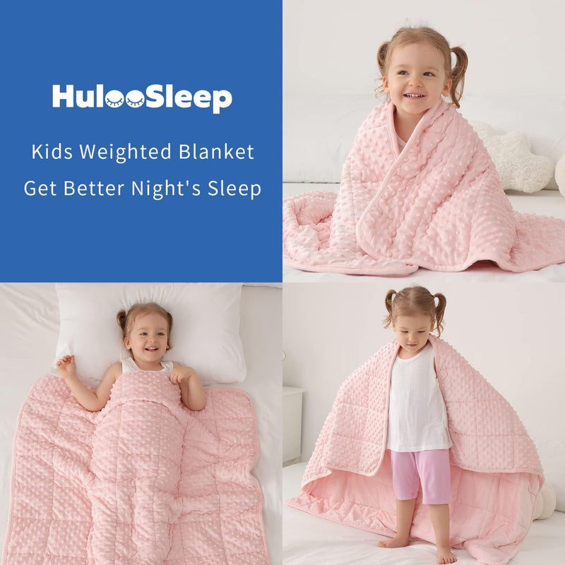 Huloo Sleep هولو سليب كيدز ويتيد بلانكيت توين ( Kids Weighted Blanket Twin)، وزن 5 رطل، للأطفال (مقاس 36" × 48")، لون وردي، بلانكيت ناعم وقابل للتنفس من نوع مينكي، مناسب لجميع الفصول، بلانكيت ثقيل مزود بخرز زجاجي عالي الجودة. - Image 5