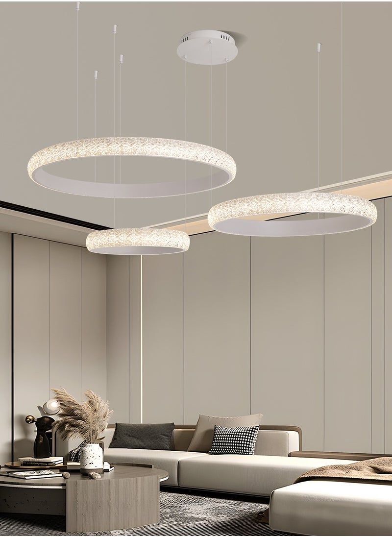YATAI LIGHTING Modern White LED Chandelier, 102W, Triple Rings (78cm/58cm/38cm), Adjustable Height & Dimming, Remote Control, LED Chandelier Light for Dining Room, Bedroom & Living Room  - Image 5