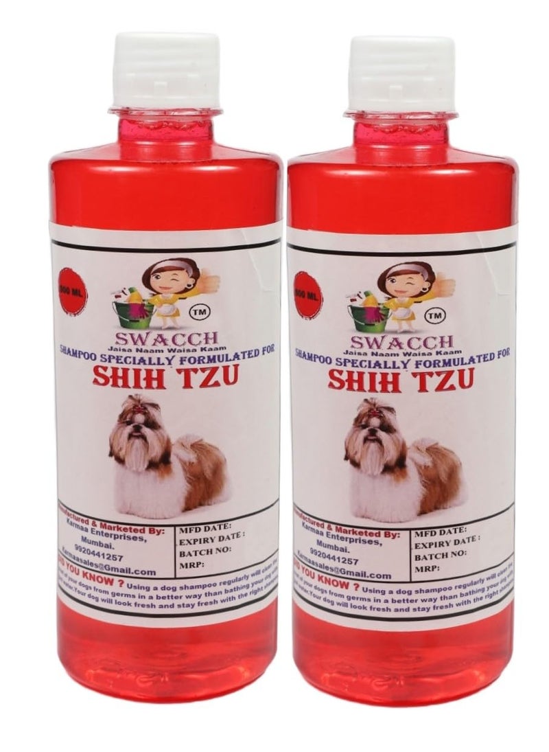swacch Shih Tzu Dog Shampoo + Dumbbell Toy I Durable Rubber Dog Toy for Chewing I Playing,Teeth Cleaning & Training Toy I Combo Pack I 500ml Pack of 2 Jasmine - Image 2