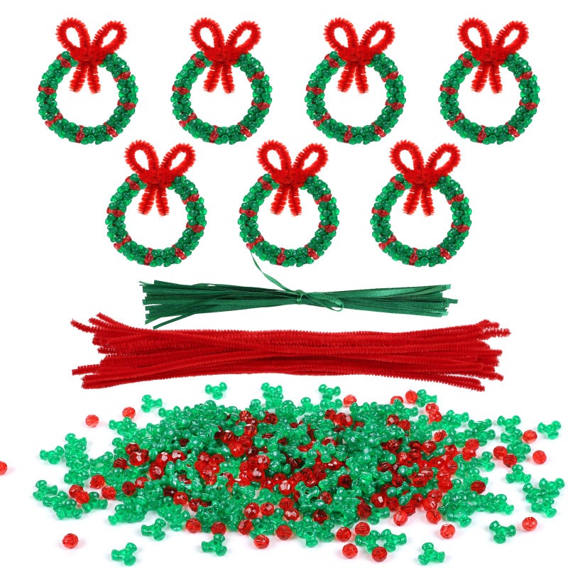 LIHAO 24 Pieces Christmas Beaded Ornament Kit  Xmas Tree Hanging Wreath Decoration Kids Party Craft - Image 1
