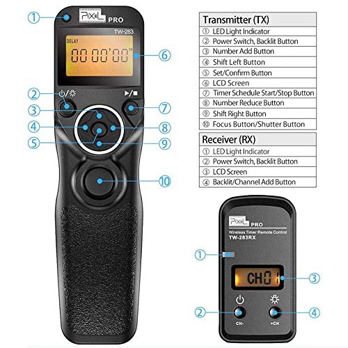Pixel Remote Timer TW283-E3 LCD Multi-Function Shutter Remote Release Timer Controller Adapter Compatible with Canon EOS DSLR Pentax Contax Cameras - Image 5