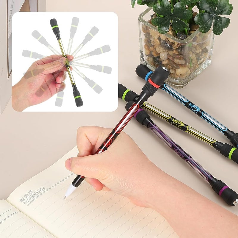 باتيكيل 4 أقلام دوارة من ماركة PATIKIL (4 Pcs Spinning Pen)، قلم رصاص بحبر جل سمكه 0.5 مم، لون أسود، مناسب للبالغين والأطفال لتقليل التوتر والضغط (لون أزرق). - Image 5