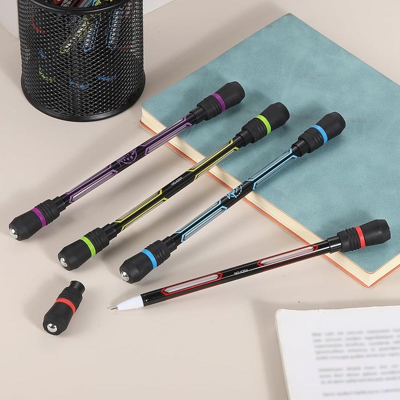 باتيكيل 4 أقلام دوارة من ماركة PATIKIL (4 Pcs Spinning Pen)، قلم رصاص بحبر جل سمكه 0.5 مم، لون أسود، مناسب للبالغين والأطفال لتقليل التوتر والضغط (لون أزرق). - Image 4