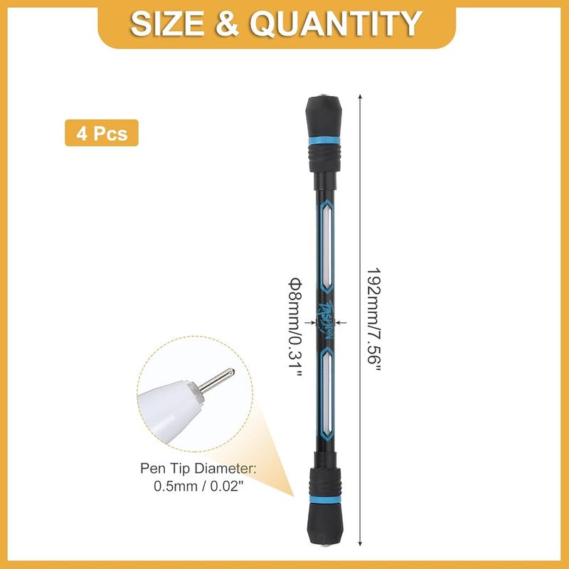 باتيكيل 4 أقلام دوارة من ماركة PATIKIL (4 Pcs Spinning Pen)، قلم رصاص بحبر جل سمكه 0.5 مم، لون أسود، مناسب للبالغين والأطفال لتقليل التوتر والضغط (لون أزرق). - Image 2