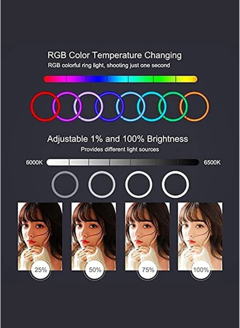 Sunshine Trade World MJ26 26CM RGB LED Ring Light – Adjustable Selfie & TikTok Lighting, Perfect for Streaming, Gaming, Vlogs & Makeup - Image 3