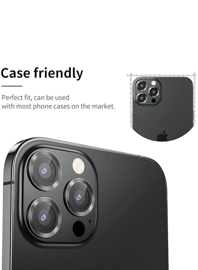 Vitacelli Camera Lens Protector Compatible for iPhone 14 Pro/iPhone 14 Pro Max, [Anti-Scratch] Premium Tempered Glass Film Aluminum Alloy Lens Ring Cover – BLACK  - Image 3