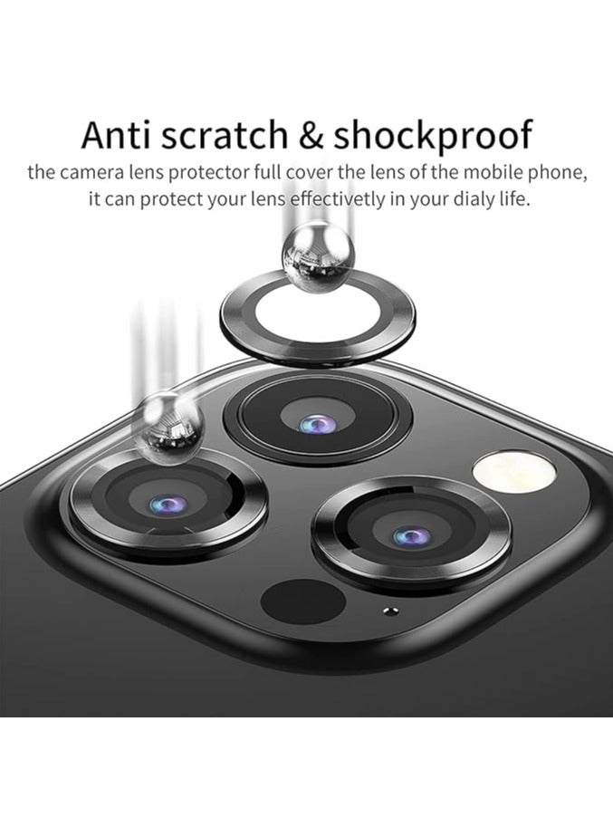 Vitacelli Camera Lens Protector Compatible for iPhone 14 Pro/iPhone 14 Pro Max, [Anti-Scratch] Premium Tempered Glass Film Aluminum Alloy Lens Ring Cover – BLACK  - Image 4