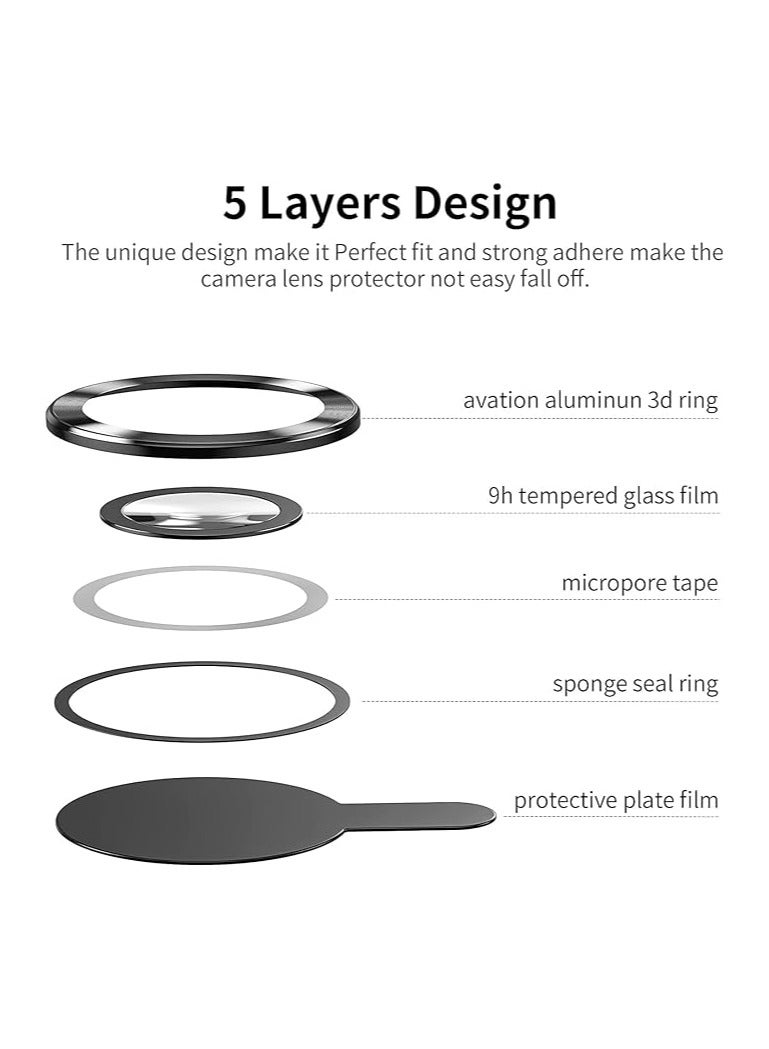 Vitacelli Camera Lens Protector Compatible for iPhone 14 Pro/iPhone 14 Pro Max, [Anti-Scratch] Premium Tempered Glass Film Aluminum Alloy Lens Ring Cover – BLACK  - Image 5