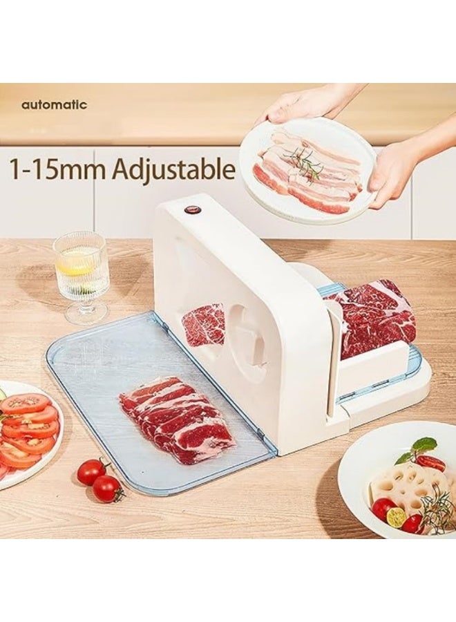 M MIAOYAN Electric Meat Slicer, 150w Bread Slicer with Foldable, 16.5cm Stainless Steel Serrated Blade and Adjustable Thickness 1-15mm, Meat Slicer for Cheese/Cold Cuts and Home Commercial, Household Use - Image 3