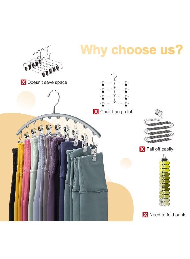 2Pcs Legging Organizer, Pant Hangers, Metal Yoga Pants Hanger, with Rubber Coated, Hangers Space Saving Hanging Closet Organizer, with 10 Clips, for Closet Organizers and Storage  - Image 2
