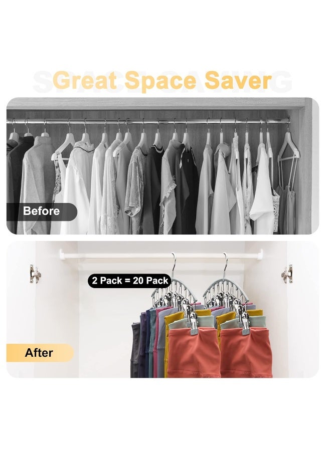 2Pcs Legging Organizer, Pant Hangers, Metal Yoga Pants Hanger, with Rubber Coated, Hangers Space Saving Hanging Closet Organizer, with 10 Clips, for Closet Organizers and Storage  - Image 3