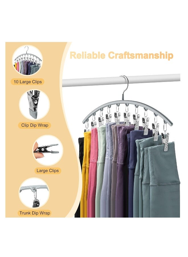 2Pcs Legging Organizer, Pant Hangers, Metal Yoga Pants Hanger, with Rubber Coated, Hangers Space Saving Hanging Closet Organizer, with 10 Clips, for Closet Organizers and Storage  - Image 4