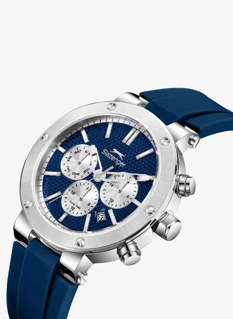Slazenger Dark Blue Men's Silicone Multifunction Watch SL.9.2564.2.03 - 42 mm for Men | Best Price UAE