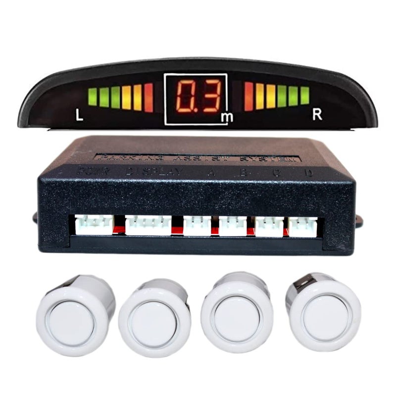 WINCA Car Parking Sensor 4 Sensors Auto Reverse Assistance Backup Radar Detector System White Color Digital Display Double-sided tapes 12v power cable Control Box - Image 1