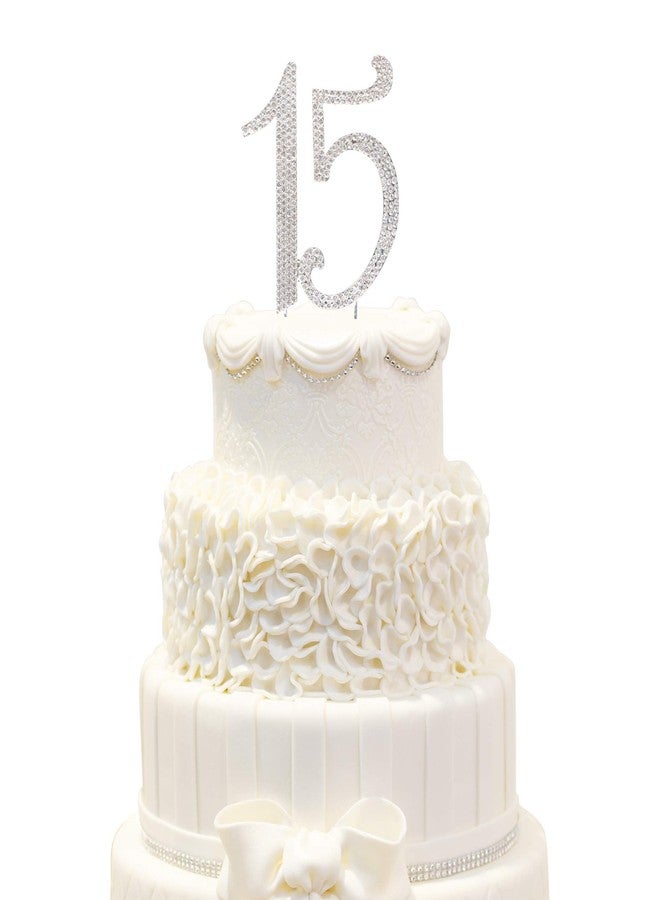 Hatcher lee Bling Crystal Rhinestone 15 Birthday Cake Topper - Best Keepsake | 15th Party Decorations Silver - Image 5