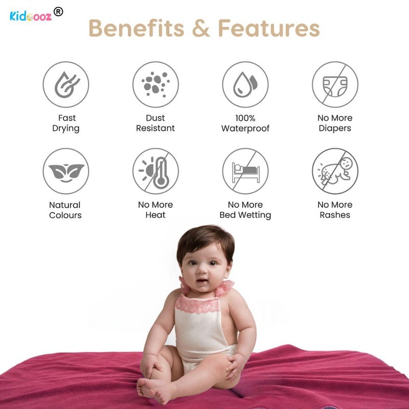 Kidoooz Anti-Piling Fleece Extra Absorbent Instant Dry Sheet for Baby, Baby Bed Protector, Waterproof Sheet (2, Red + Navy Blue, Small) - Image 3