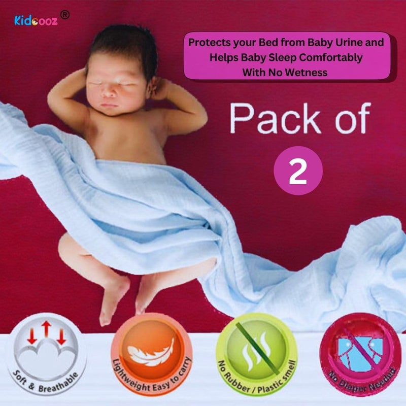 Kidoooz Anti-Piling Fleece Extra Absorbent Instant Dry Sheet for Baby, Baby Bed Protector, Waterproof Sheet (2, Red + Navy Blue, Small) - Image 2