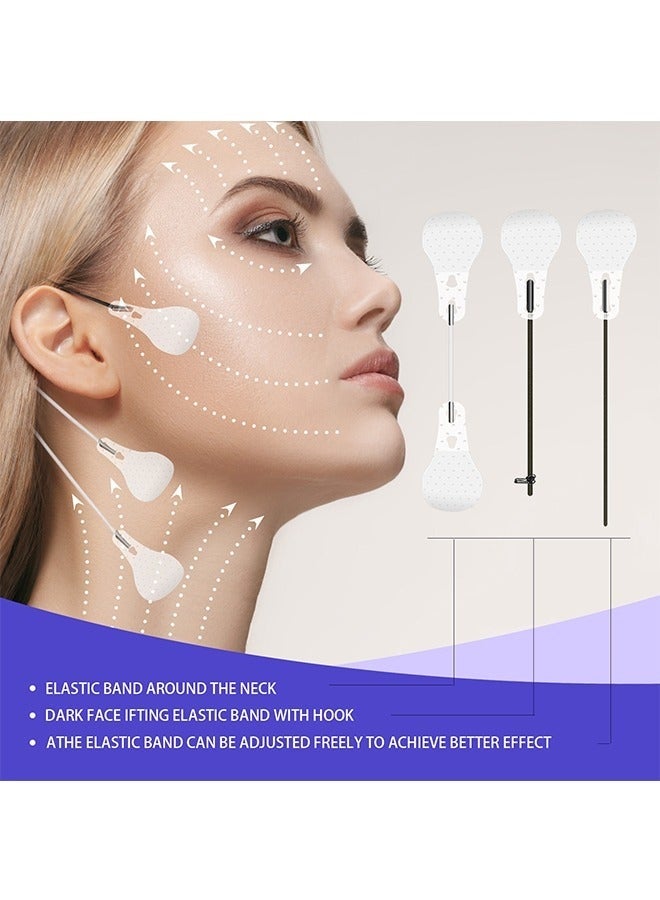 60 Pcs Face Lift Tape Tapes with String, Waterproof High Elasticity V Shape Lift Tape Stickers for Wrinkles Jowls Neck Eye, Quick Face Lifting Band (White) - Image 5