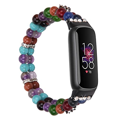 Wongeto Compatible with Fitbit Luxe Bands,Fashion Handmade Elastic Stretch Pearl Bracelet Women Replacement Strap for Fitbit Luxe accssorises (Color Pearl) - Image 1