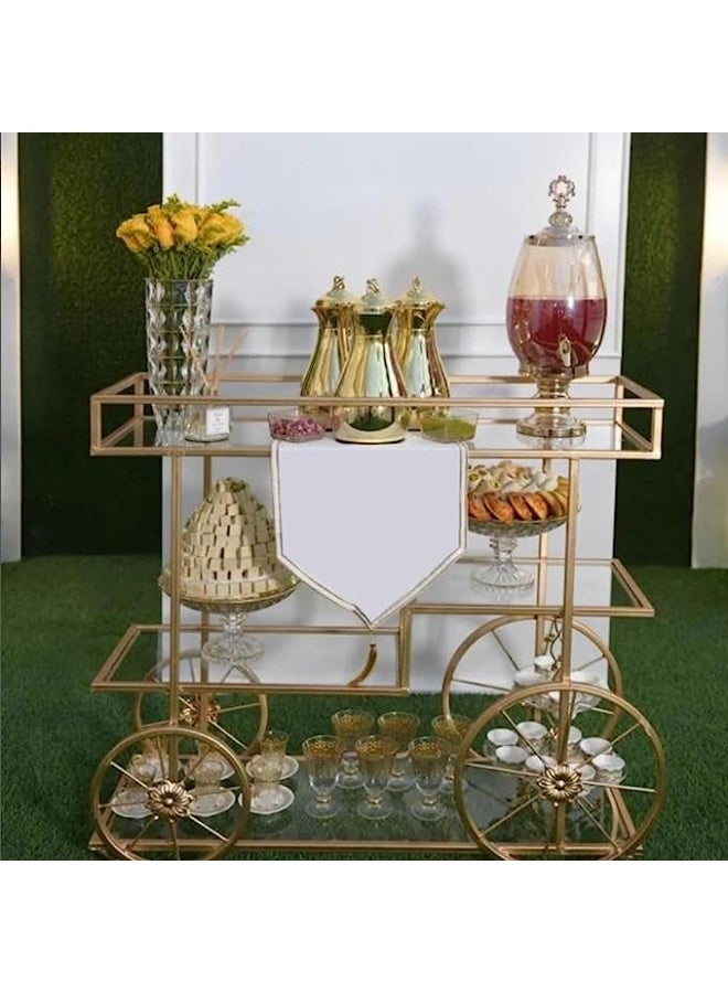 HOME TASTE عربة بار أنيقة، منظم مطبخ، وعربة متعددة الاستخدامات لتجارب تناول طعام رائعة مع رفوف زجاجية وتخزين متعدد الأغراض، مثالية للمنزل 80X40X90 سم - Image 3