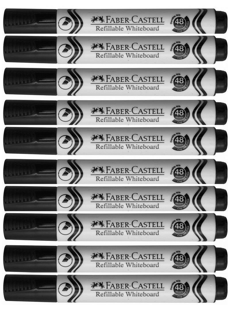 FABER-CASTELL 10 قطع قلم تحديد طرف مائل للسبورة البيضاء حبر أسود - Image 1