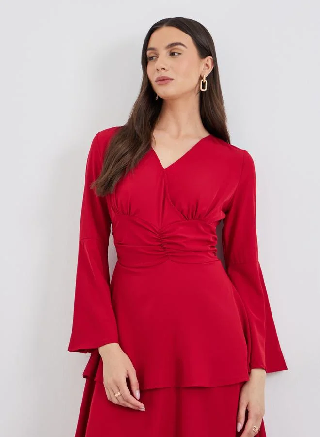 Take Two Take Two Gathered Front Detail Layered Maxi Dress