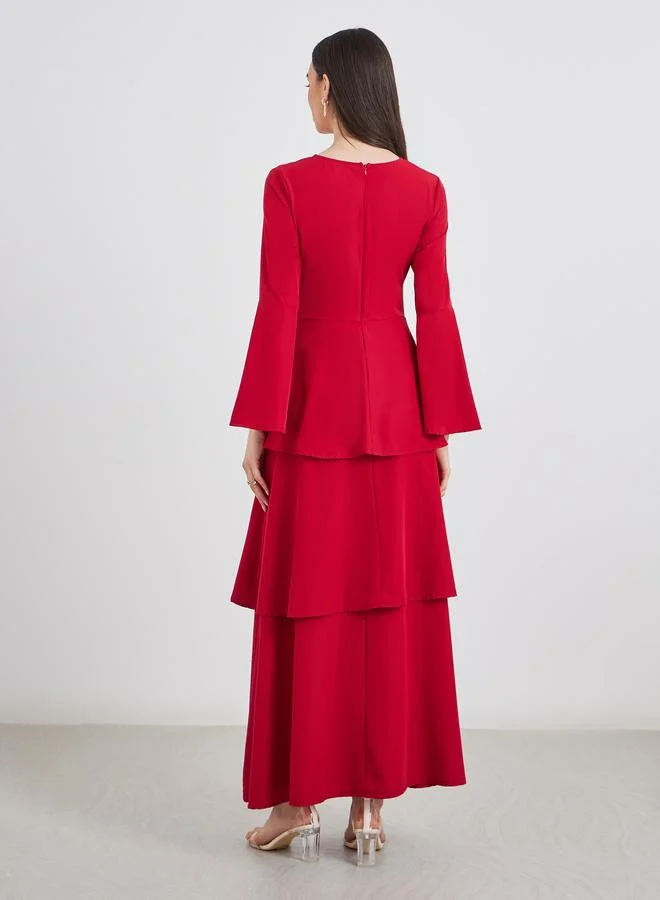 Take Two Take Two Gathered Front Detail Layered Maxi Dress