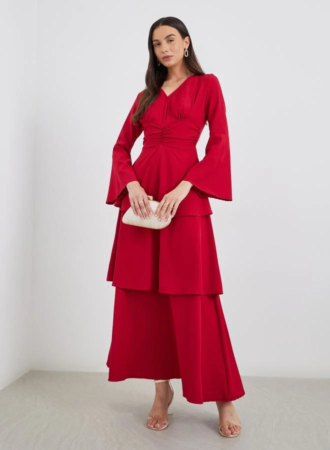 Take Two Take Two Gathered Front Detail Layered Maxi Dress