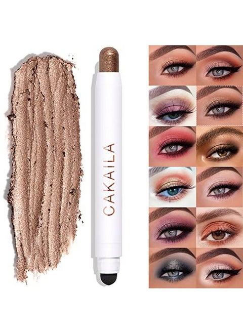 Cream Eye Shadow Stick Waterproof Cream Eyeshadow Pen Rotatable Creamy Eye Shadow Pencil Crayon Matte And Shimmer Eyeshadow Makeup Stick With Sponge Smudger (04Cocoa Shimmer)