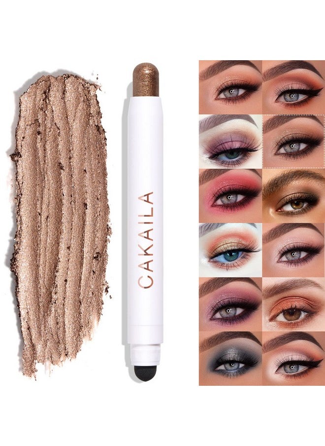 Cream Eye Shadow Stick Waterproof Cream Eyeshadow Pen Rotatable Creamy Eye Shadow Pencil Crayon Matte And Shimmer Eyeshadow Makeup Stick With Sponge Smudger (04Cocoa Shimmer)