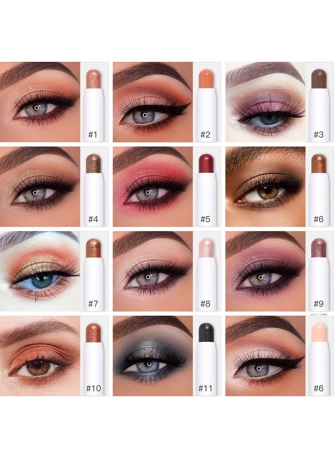 Cream Eye Shadow Stick Waterproof Cream Eyeshadow Pen Rotatable Creamy Eye Shadow Pencil Crayon Matte And Shimmer Eyeshadow Makeup Stick With Sponge Smudger (04Cocoa Shimmer)