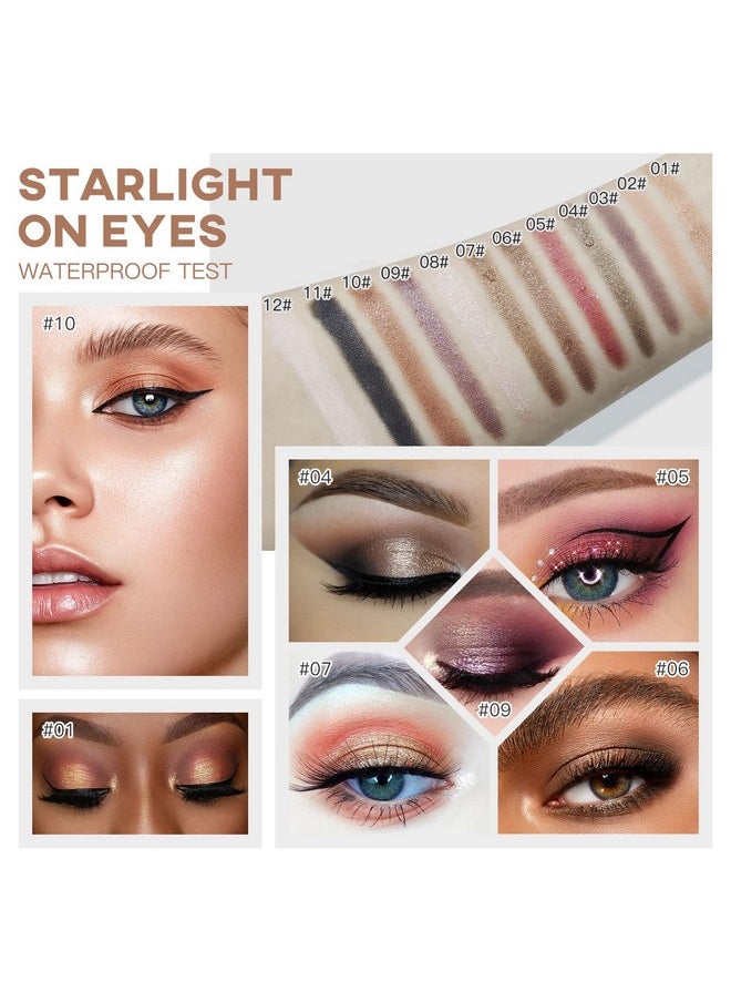 Cream Eye Shadow Stick Waterproof Cream Eyeshadow Pen Rotatable Creamy Eye Shadow Pencil Crayon Matte And Shimmer Eyeshadow Makeup Stick With Sponge Smudger (04Cocoa Shimmer)