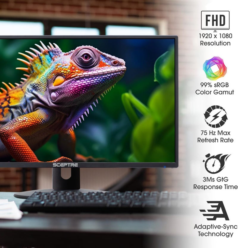 Sceptre 24-inch Professional Thin 1080p LED Monitor with 99% sRGB, 2x HDMI, VGA, and Built-in Speakers - Image 3