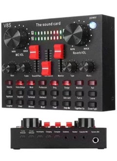 JAJEEK V8S Live Sound Card Bluetooth Sound Mixer Board 3.5mm Audio Interface Live Sound Card with 16 Sound Effects 6 Connecting Methods Dual DSP Noise Reduction Chip For Live Streaming Recording Game PC  - Image 1