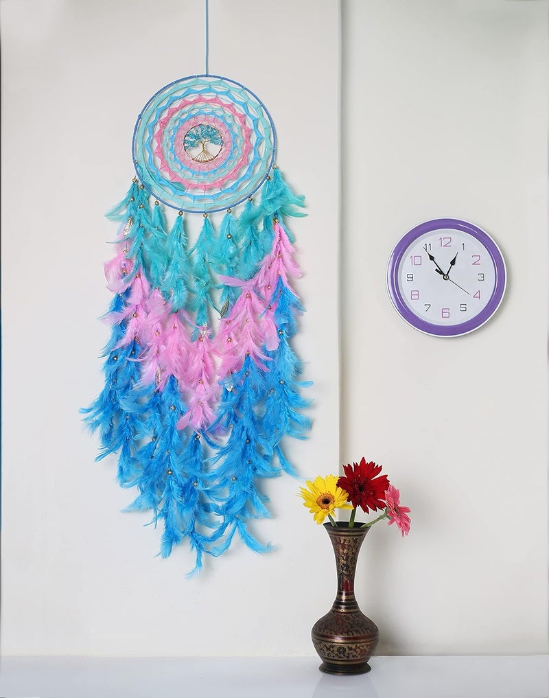 Rooh Dream Catchers Handmade hangings Can be Used as Home Decor Gift Wall Hangings Meditation Room Yoga Temple Wind Chime Car Hanging Large Pastel Healing Tree Pastel - Image 4