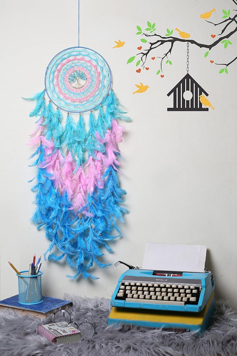 Rooh Dream Catchers Handmade hangings Can be Used as Home Decor Gift Wall Hangings Meditation Room Yoga Temple Wind Chime Car Hanging Large Pastel Healing Tree Pastel - Image 2