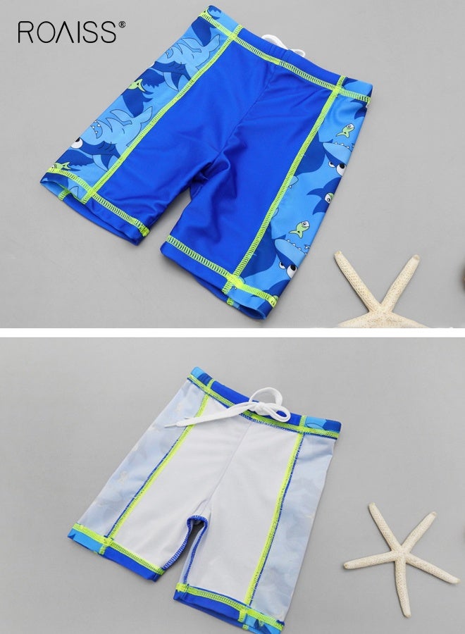 roaiss Boys 2PCS Swimsuit, Quick-drying Swim Set with Shark Top and Drawstring Shorts, Summer Bathing Suit, Rash Guard Short Sleeve Swimsuits  - Image 2