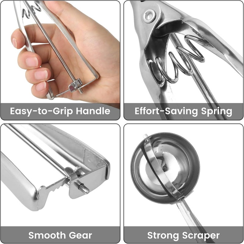 LifHap Cookie Scoop,Set of 3 Cookie Dough Scoops for Baking 1 Tbsp,2 Tbsp,3 Tbsp,Stainless Steel Ice Cream Scooper with Trigger Release for Cupcake,Ice Cream,Muffin,Meatball,Melonball - Image 5