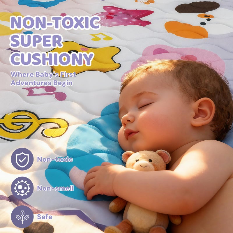 RONGFA Baby Play Mat for Floor, 50'' x 50'' Thicken Foam Soft Padded Mat for Baby, Playpen Mat for Toddlers Infant Kids, Machine Washable, Non-Slip Bottom Safe for Crawling (Piano) - Image 4