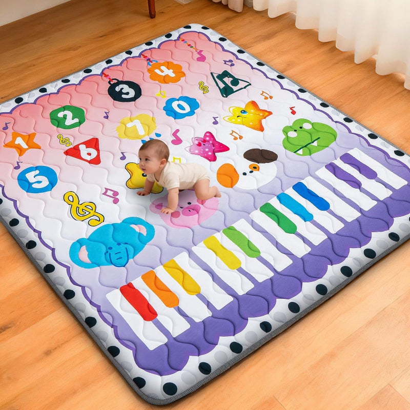RONGFA Baby Play Mat for Floor, 50'' x 50'' Thicken Foam Soft Padded Mat for Baby, Playpen Mat for Toddlers Infant Kids, Machine Washable, Non-Slip Bottom Safe for Crawling (Piano) - Image 1