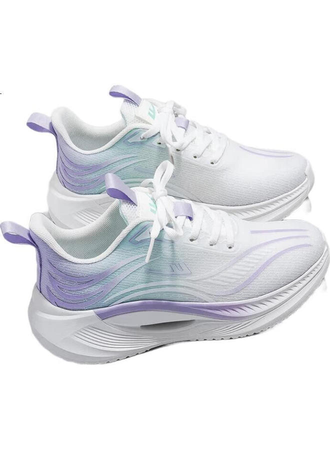 Pull Back Warrior Women's Sports Shoes New Breathable Thick-soled Casual Women's Shoes White Purple Green 35 - Image 3
