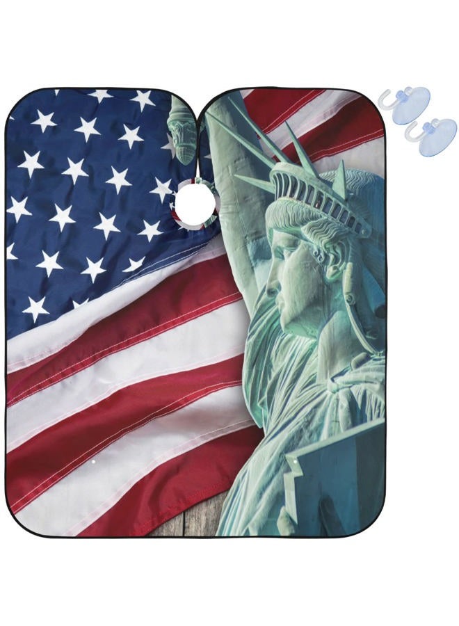 visesunny Barber Cape Statue Of Liberty American Flag Polyester Hair Cutting Salon Cape Apron Anti-Static Haircut Water-Resistant Shaving Cloth Beard Shaving Bib Hairdressing Cape - Image 1