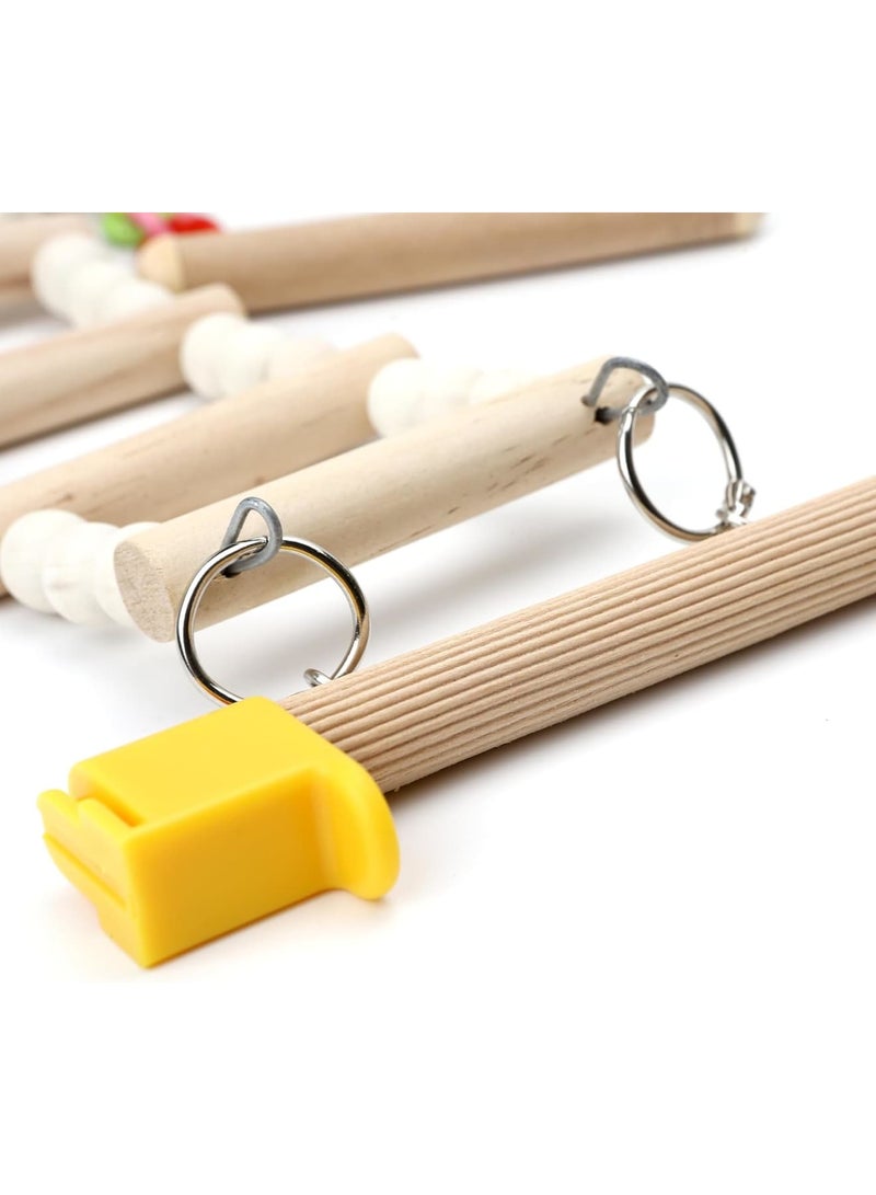 SOLARAE Hanging Wooden Rotating Platform, 30CM Tall Natural Bird Perch Stand, Hamster Cage Perches, Natural Wood Climbing Ramp Ladder Platform for Parakeets, Cockatiels, Conures, Macaws, Finches - Image 5