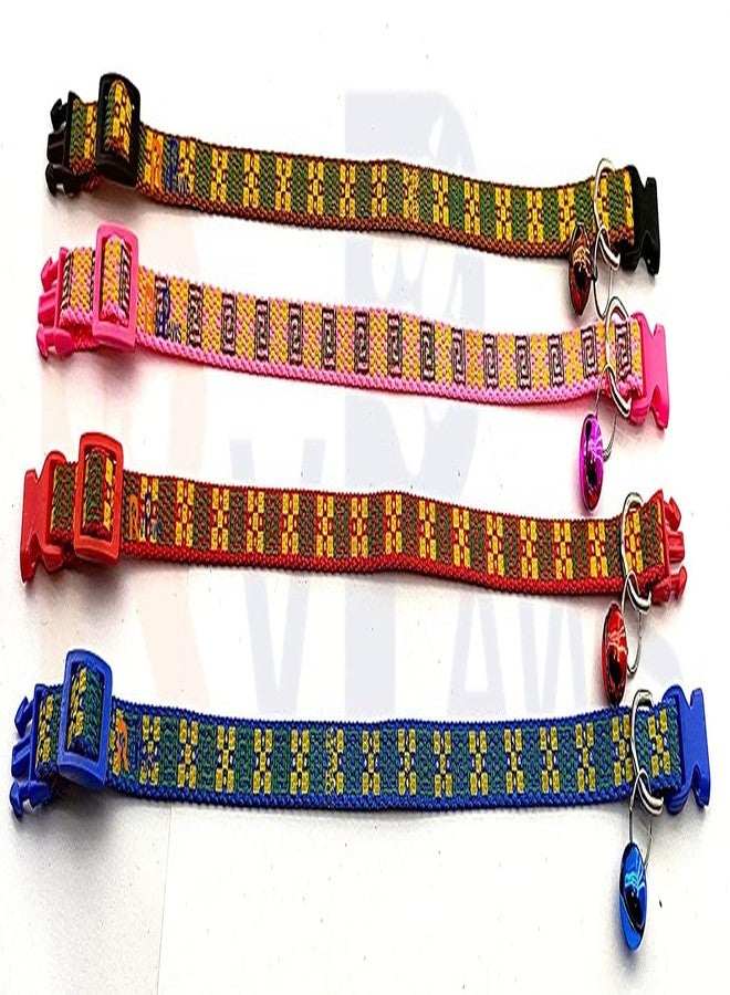 Pups&Pets طوق رقبة لطيف مطبوع من النايلون للحيوانات الأليفة من Pups&Pets، مقاس 10 مم | حزام ناعم وآمن قابل للتعديل مع جرس صوتي | طوق جذاب للحيوانات الأليفة الصغيرة والجراء والقطط (أزرق) - Image 3