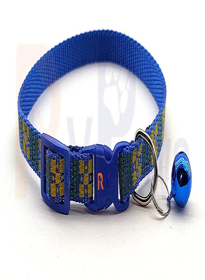 Pups&Pets طوق رقبة لطيف مطبوع من النايلون للحيوانات الأليفة من Pups&Pets، مقاس 10 مم | حزام ناعم وآمن قابل للتعديل مع جرس صوتي | طوق جذاب للحيوانات الأليفة الصغيرة والجراء والقطط (أزرق) - Image 2