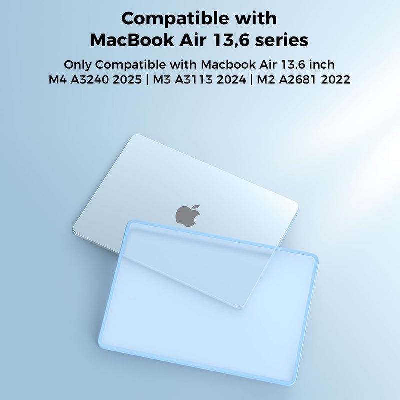 BlueSwan غطاء صلب من BlueSwan متوافق مع ماك بوك إير 13 بوصة 2025 2024 2022، M4 M3 M2 A3240 A3113 A2681، إطار TPU غير لامع مضاد لبصمات الأصابع لغطاء حماية لابتوب ماك إير 13.6" - أزرق سماوي مصنفر - Image 2