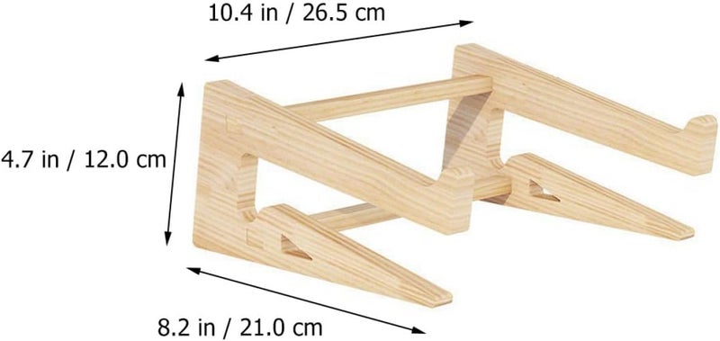 Wooden Laptop Stand Computer Rack Heighten Desk Laptop Holder for 12-14.7 Inch Notebooks, Solid Wood Cooling Rack Suitable for Home Office Use - Image 2