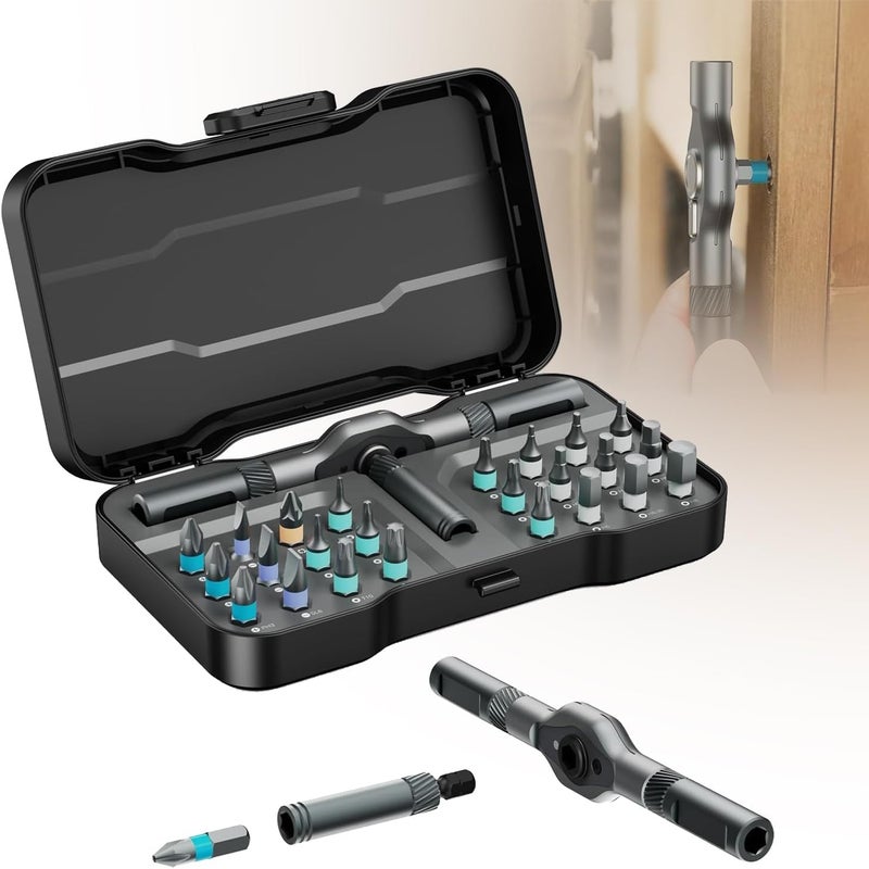 SEESE Ratchet Magetic Screwdriver Set: S2 Steel Precision Screwdriver Set - Removable Self Assembly Screwdriver Kit for Furniture Assembly and Repair - Gift for DIYer - Image 1